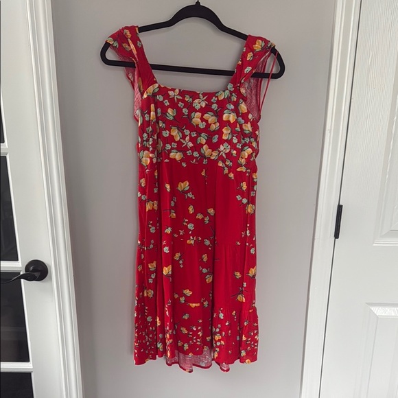 Lauren Conrad Red Sleeveless Dress with Lemon 🍋 Pattern Size XS NWT - Picture 1 of 8